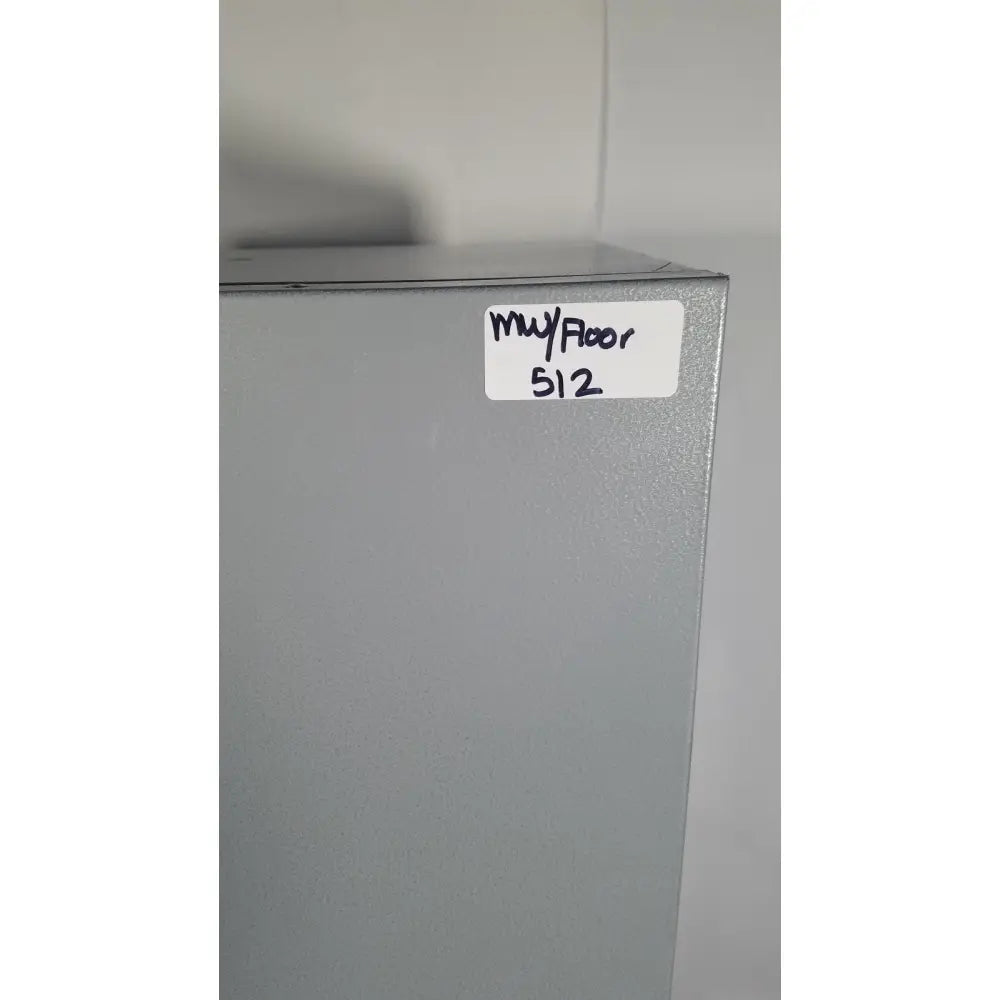 Gray metal quincy lab 30gc gravity convection lab oven cabinet with white myfloor 512 label on top edge