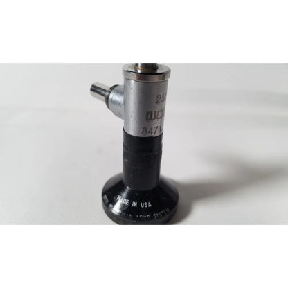 Black and silver reuse medical r wolf 8471.42 25 degree rigid arthroscope with metallic handle and engraved markings