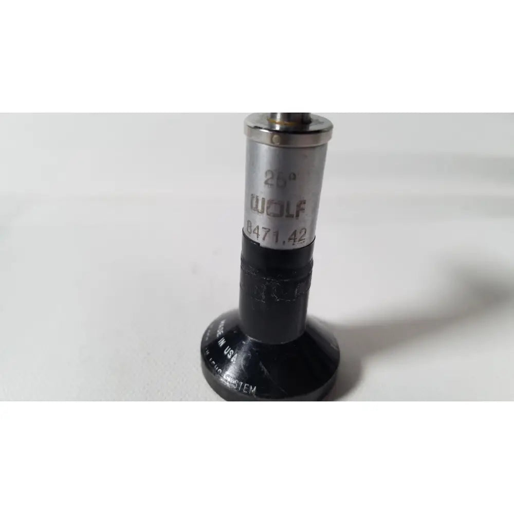 Silver and black wolf 25 degree precision angle gauge with engraved markings for degree rigid arthroscope R wolf 8471.42