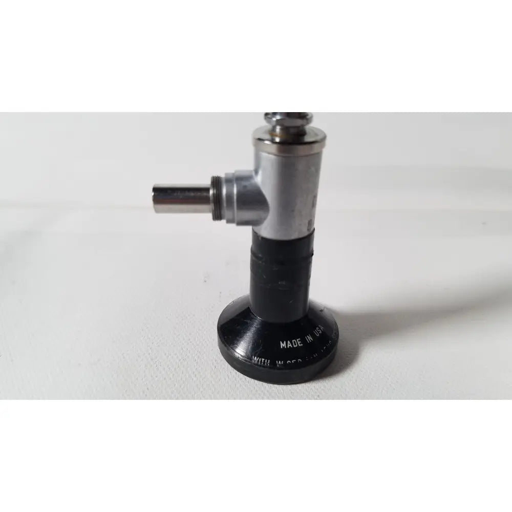 Black and silver metal gas burner with circular base for use with r wolf 8471.42 25 degree rigid arthroscope reuse medical device