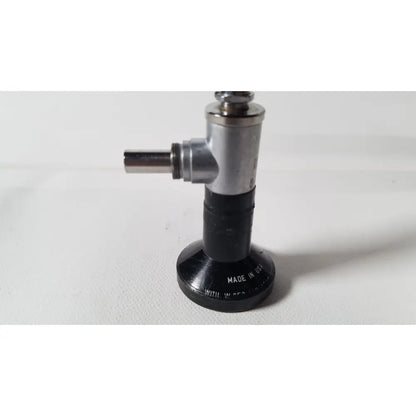 Black and silver metal gas burner with circular base for use with r wolf 8471.42 25 degree rigid arthroscope reuse medical device