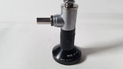 Black and silver metal gas burner with circular base for use with r wolf 8471.42 25 degree rigid arthroscope reuse medical device