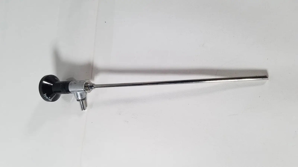 Silver r wolf 8471.42 25 degree rigid arthroscope with black ergonomic handle and metallic joints