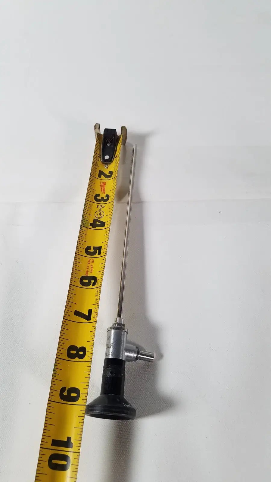 R wolf 8471.42 25 degree rigid arthroscope with silver and black metal handle and flexible slender tube for reuse medical use