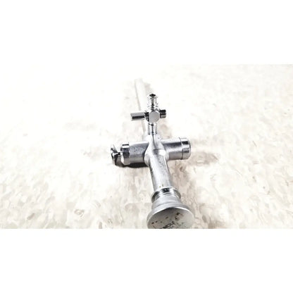 Silver-colored metal laparoscopic trocar 10mm with cross-shaped handle and multiple valves reusable medical instrument r wolf 8934.01 sheath