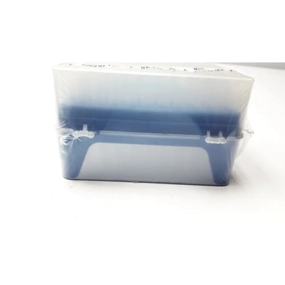 Blue plastic storage box with clear wrap for rainin hr-1000 liftcover containing 100 tips per rack