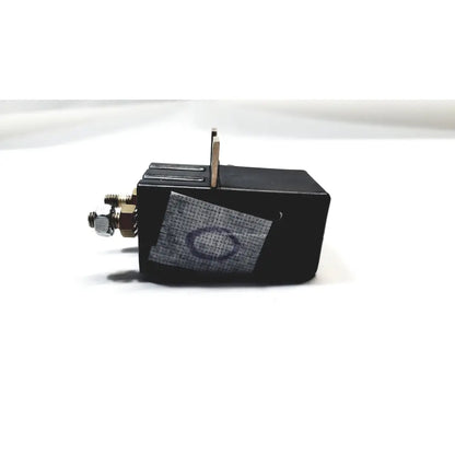 Black rectangular ravioli power contactor tl11p2-498 with metallic terminals and gray label featuring circular logo