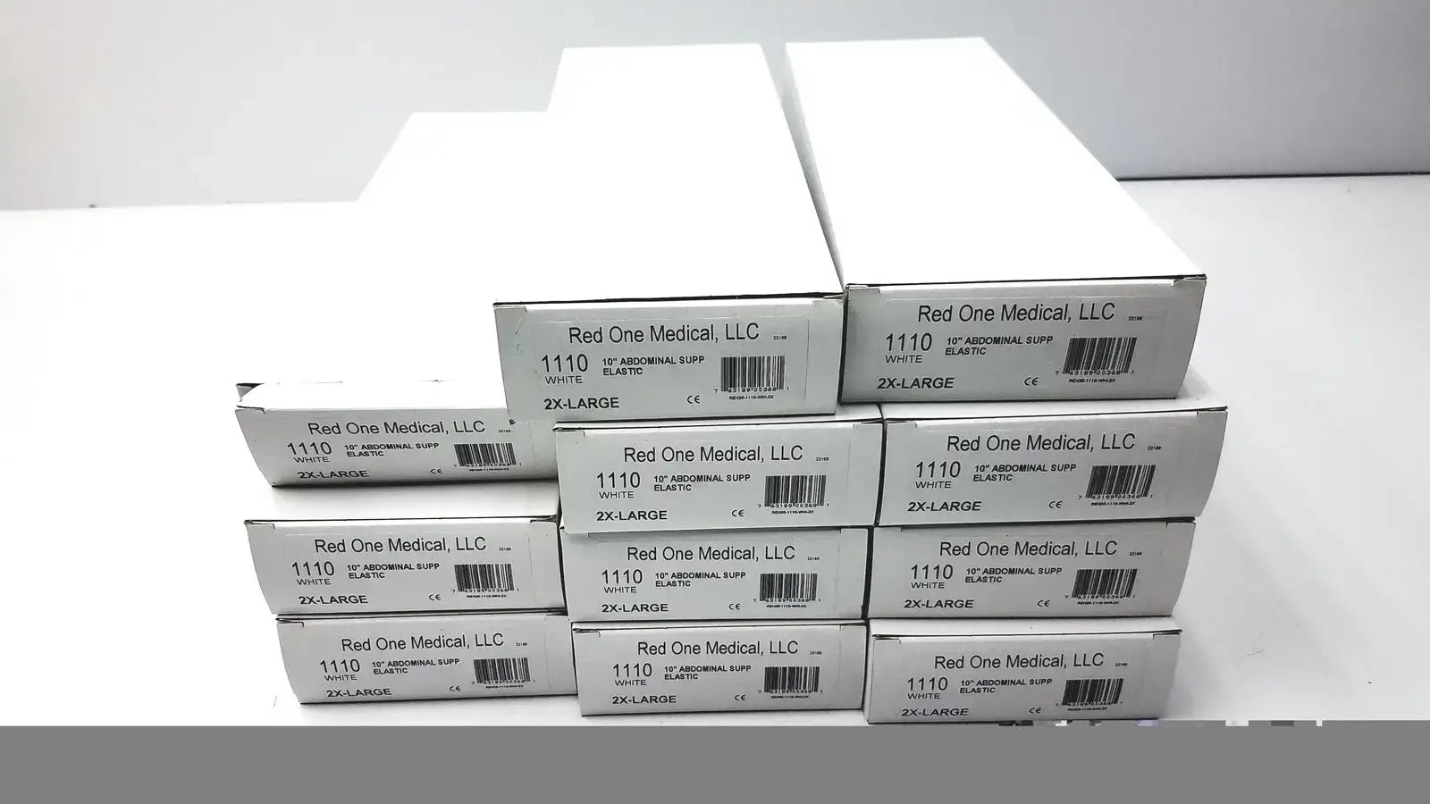 Red One Medical 1110 White 10" Abdominal Support Elastic Size 2X-L - Lot of 11 Abdominal Binder, new product photo 1