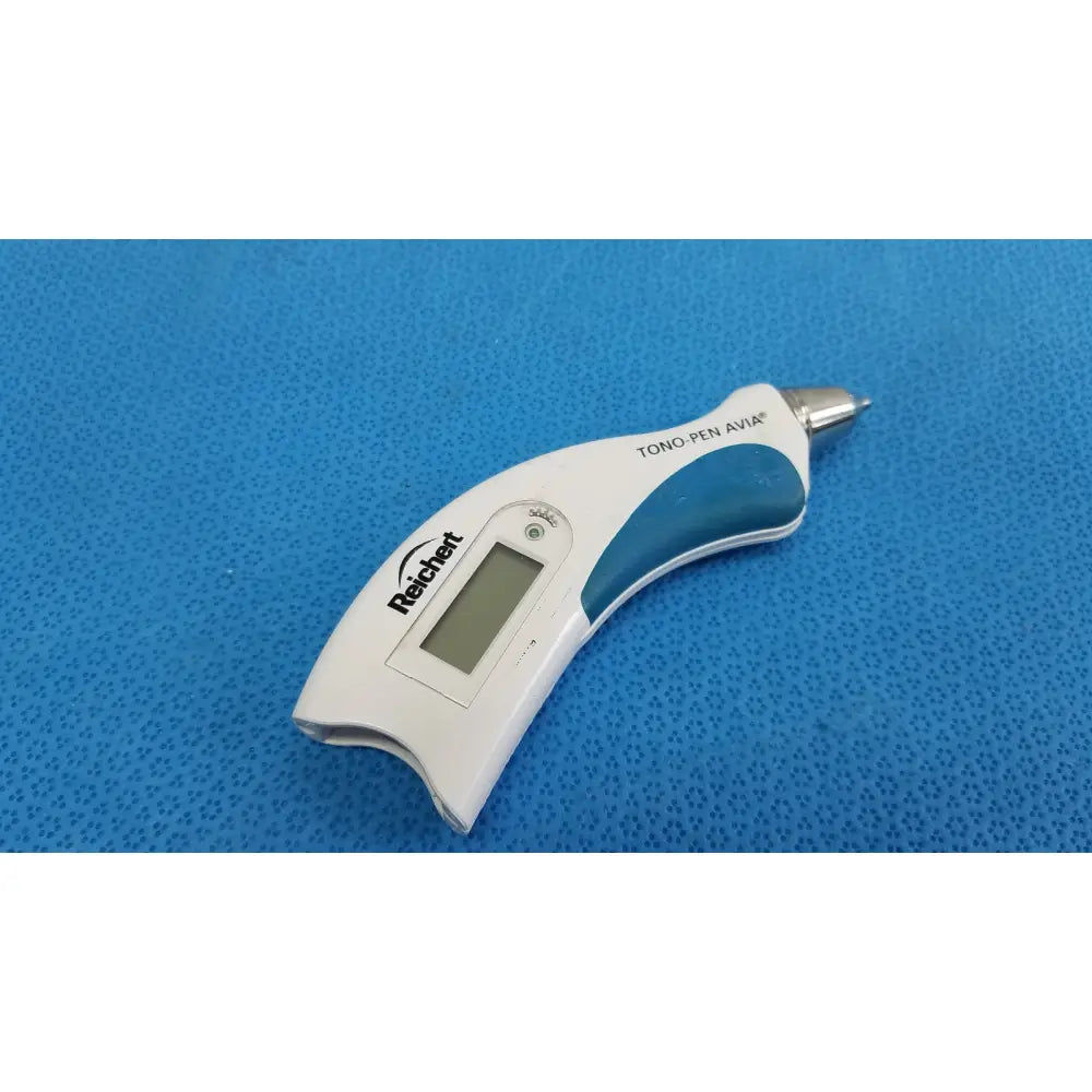 White and blue Reichert 230590 tono pen avia digital applanation tonometer with sleek ergonomic design and case