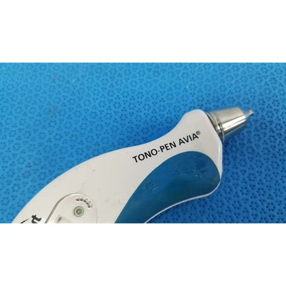 White and blue tono pen avia applanation tonometer with metallic tip for precise eye pressure measurement