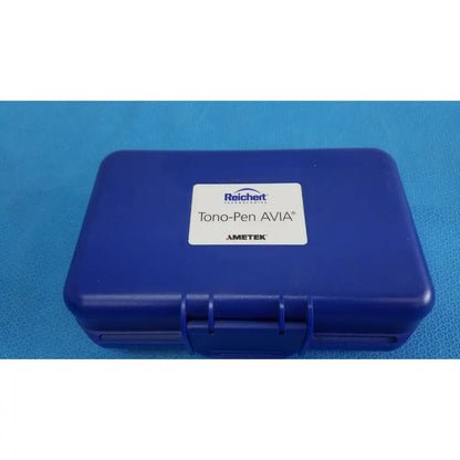 Blue plastic case for the reichert tono pen avia handheld tonometer by ametek for secure storage and portability
