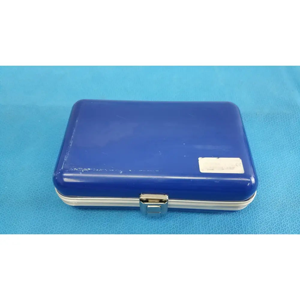 Blue rectangular case with silver metallic trim and clasp for reichert tono pen avia handheld tonometer