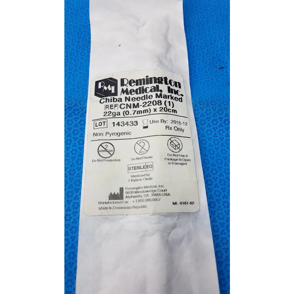 Remington Medical CNM-2208 Chiba Biopsy Needle 22ga x 20cm Sterile Single - Chiba Needle