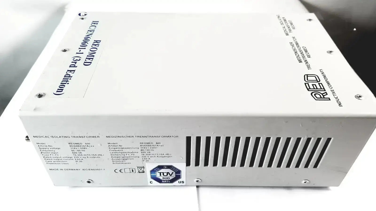REO Reomed 600 IEC/EN60601-1 Medical Isolating Transformer 3rd Edition Medical Isolating Transformer, second-hand product photo 6