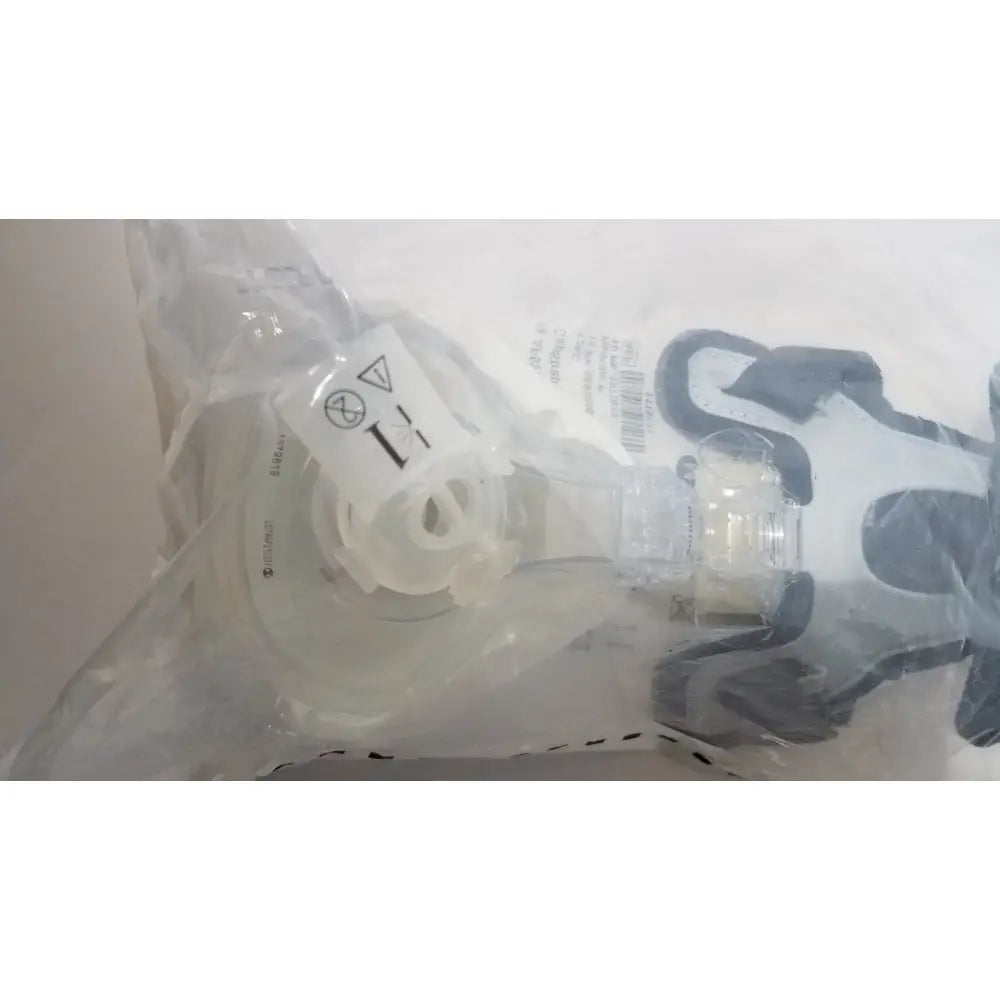 Clear plastic bag containing genuine oem respironics af531 ee leak medical-grade oxygen mask with capstrap single-use