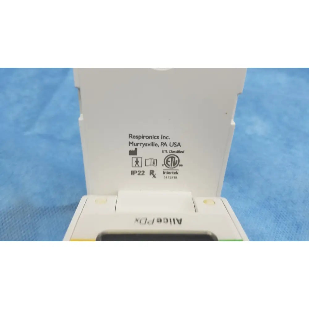 White plastic portable sleep diagnostic system respironics alice pdx ref by respironics inc for sleep monitoring