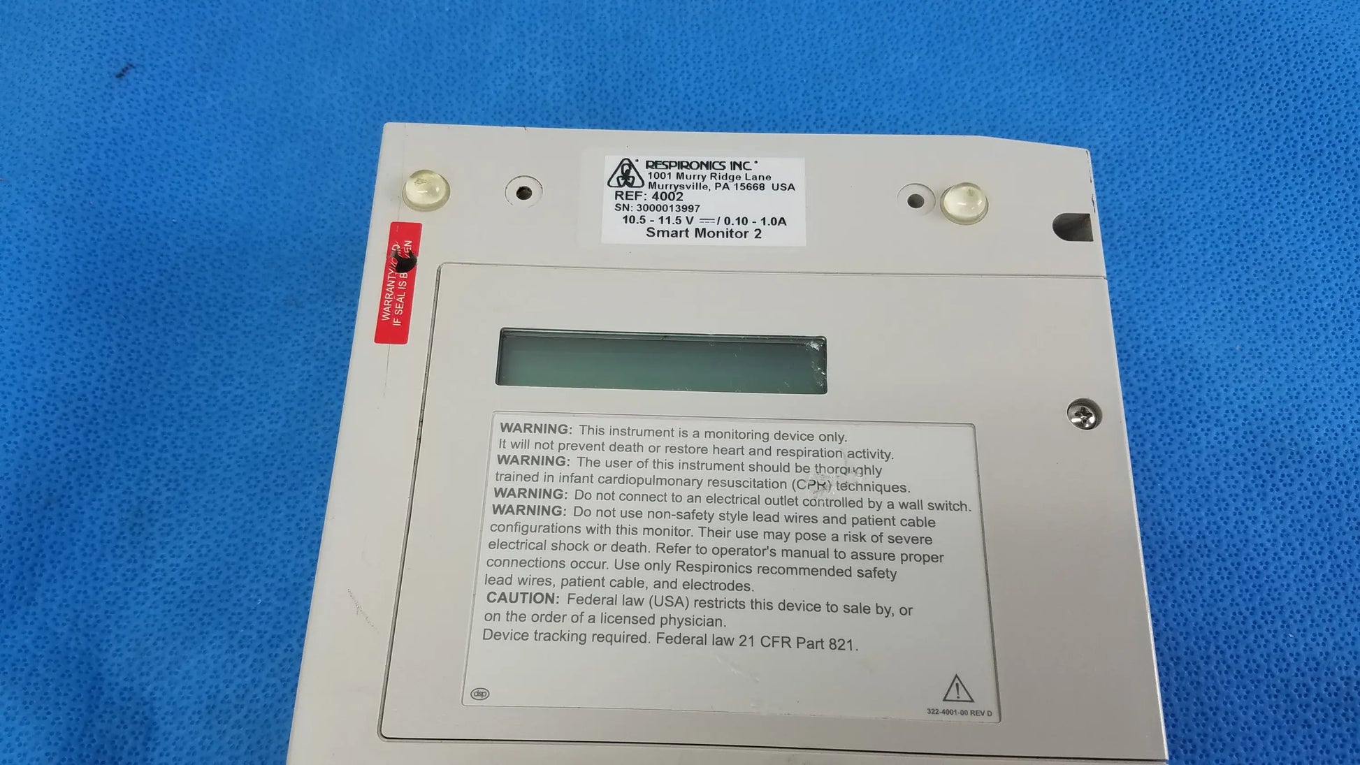 Respironics Smartmonitor 2 Apnea Monitor Ref 4002 Apnea Monitor, second-hand product photo 12