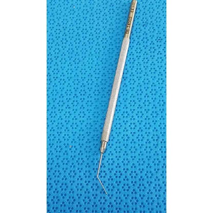 Silver-colored titanium lindstrom star manipulator with textured grip and angled tip for precise surgical use