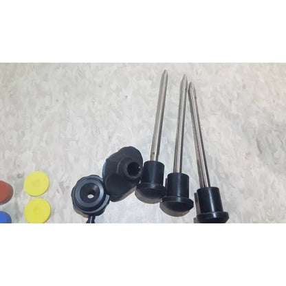 Black plastic-handled metal probes with pointed tips from richard wolf 8585.024 mini cystoscope tray set