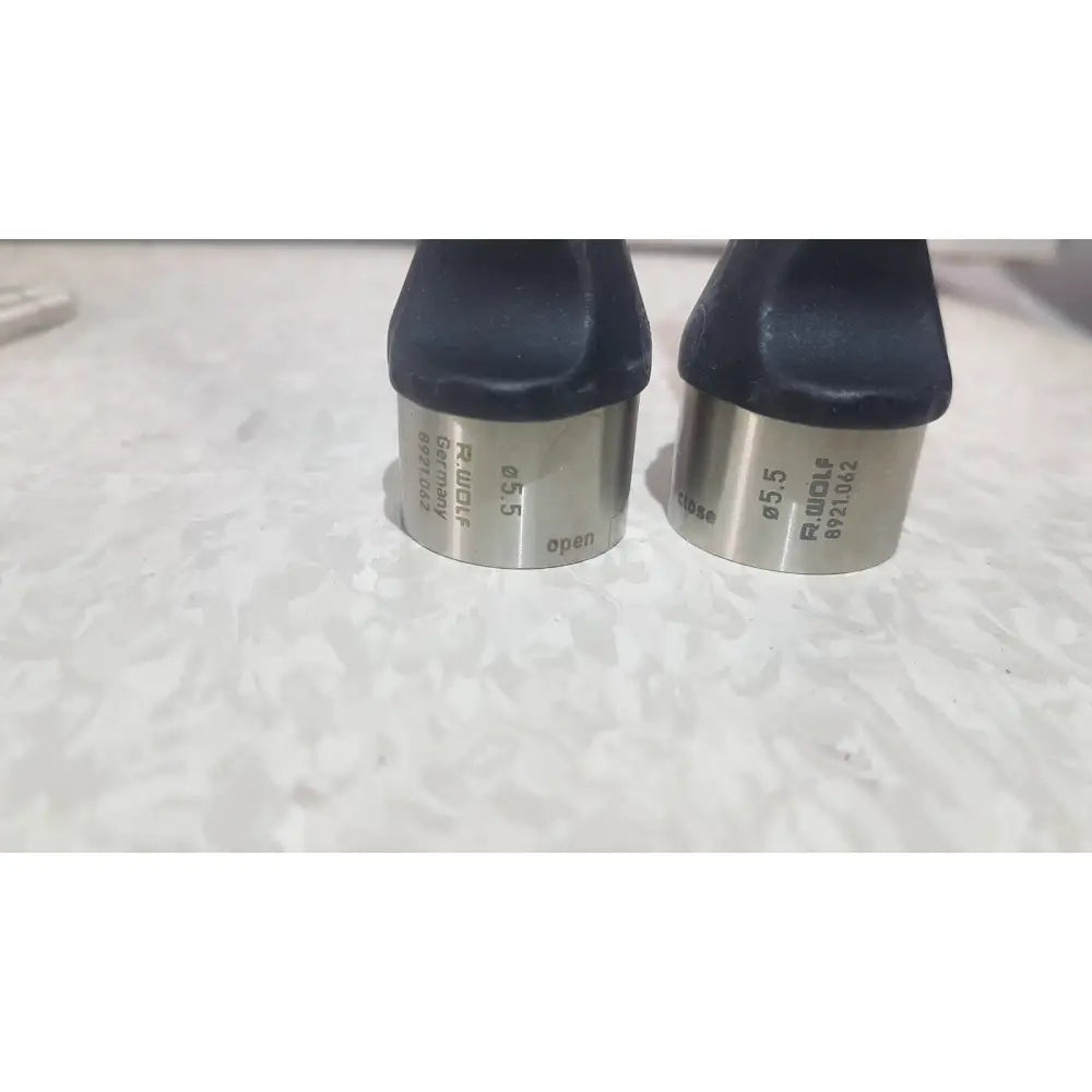 Two black-handled reusable r instruments in richard wolf 8585.024 mini cystoscope tray for endoscopic procedures