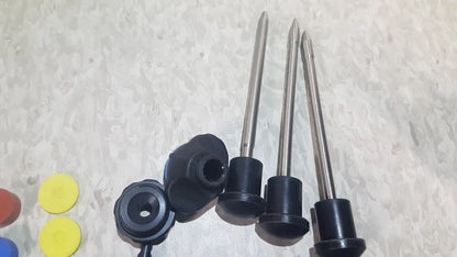 Black plastic-handled metal probes with pointed tips from richard wolf 8585.024 mini cystoscope tray set