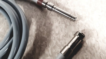 Gray coiled cable with metallic xlr connectors including one with red band for richard wolf 8585.024 mini cystoscope tray