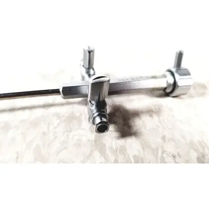 Silver metallic richard wolf 8852.03 sheath with cylindrical body and threaded ends for reuse medical applications