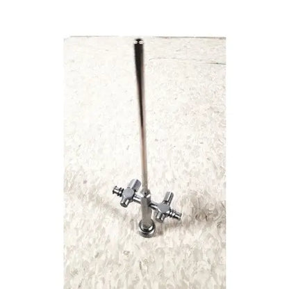 A sleek chrome finished metal faucet with tall spout and dual handles for reuse medical use by richard wolf 8852.03 sheath