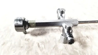 Silver richard wolf 8852.03 sheath with cylindrical body and metallic joints for reuse medical endoscope connection