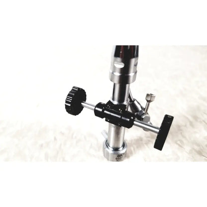 Silver and black tripod-style adjustable camera support with knobs for richard wolf urology deflecting bridge 8962.29