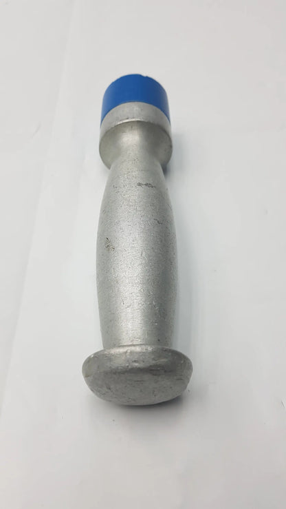 Silver metallic femoral head driver with a blue plastic cap for orthopedic surgical use by Richards model 11-1560