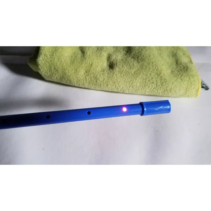 Richards wolf 4.0 mm 70° arthroscope in blue plastic with glowing pink light for reuse medical applications