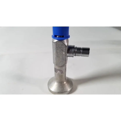 Richards wolf 4.0 mm 70° arthroscope with blue-capped stainless steel gas valve featuring hexagonal body and threaded outlet for reuse medical use