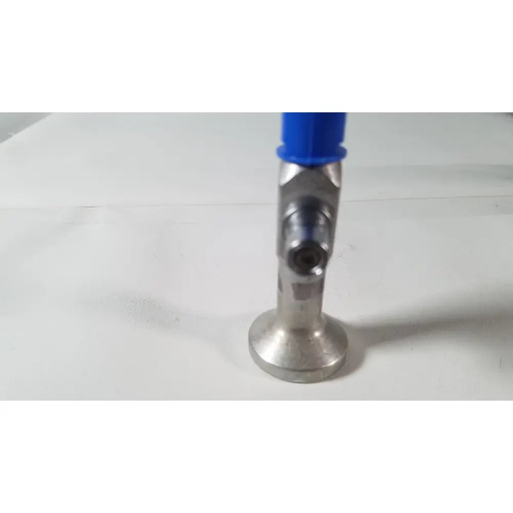Richards wolf blue-handled metal spray nozzle with silver metallic body and threaded connection for reuse medical use