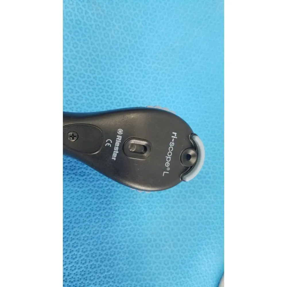 Black plastic riester ri-charger l charging base with hi-scope l handheld otoscope lens for reuse medical use