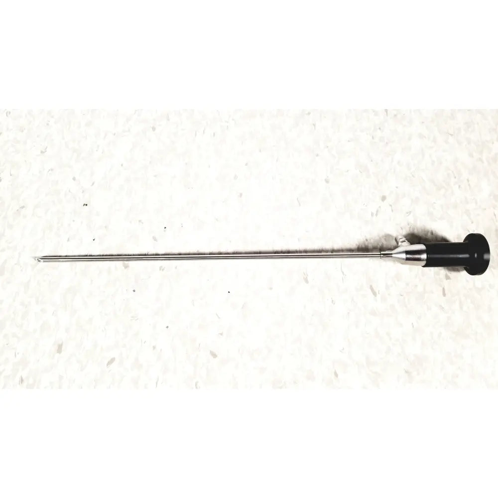 Silver rigid cystoscope 94509 with black handle and metallic tip designed for reuse medical procedures