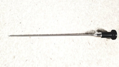 Silver rigid cystoscope 94509 with black handle and metallic tip designed for reuse medical procedures