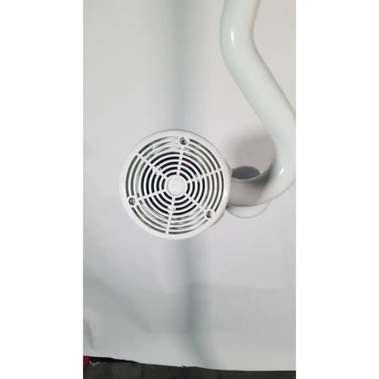 White plastic fan with circular grille and curved arm on the ritter midmark 354-022 portable surgery procedure light