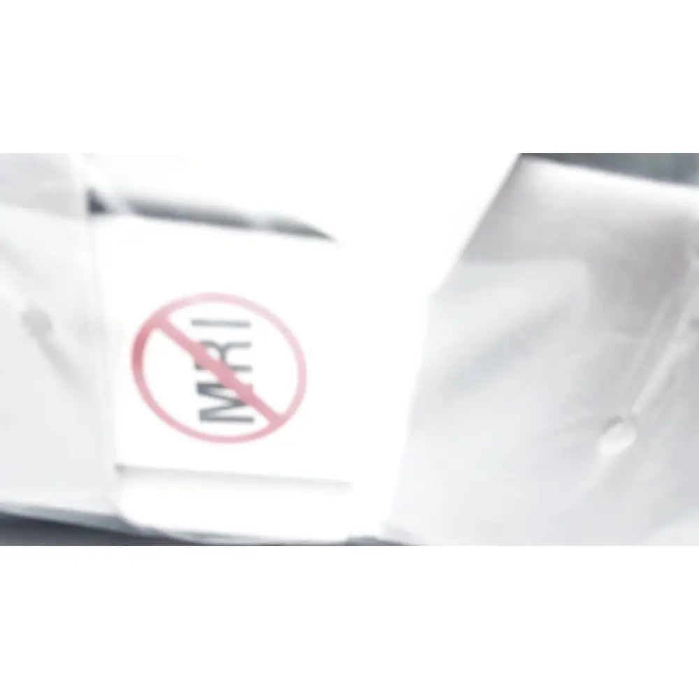White plastic container with red no mri symbol on the side of rooke soft afo hfs104 removable padded aluminum foot drop splint