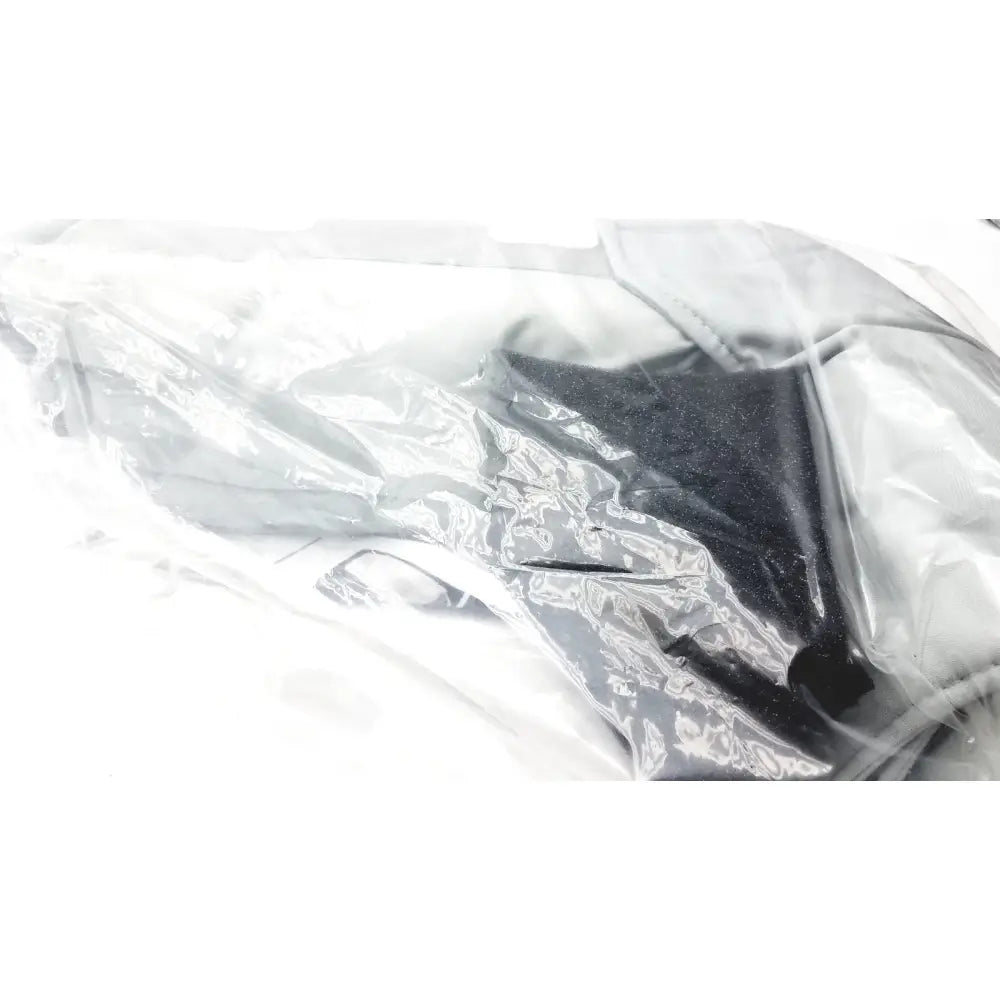 Black leather motorcycle jacket in clear packaging shown alongside rooke soft afo hfs104 removable padded splint