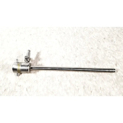 Silver rotating single stopcock cannula with threaded handle and textured tip for precise medical control
