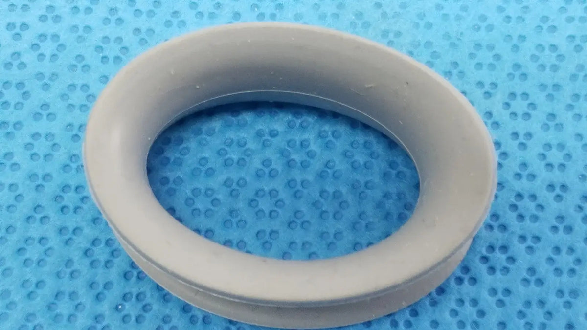 Gray rubber ring front side with smooth slightly textured surface designed for reuse medical applications