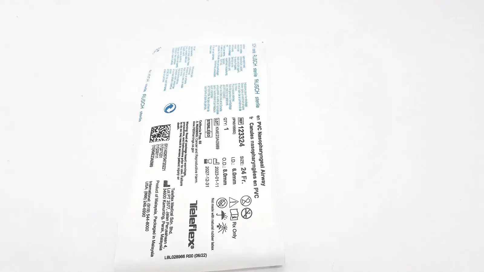 Rusch PVC Nasopharyngeal Airway Size 24 Fr. Ref: 123324 QTY 10 Nasopharyngeal Airway, new product photo 9