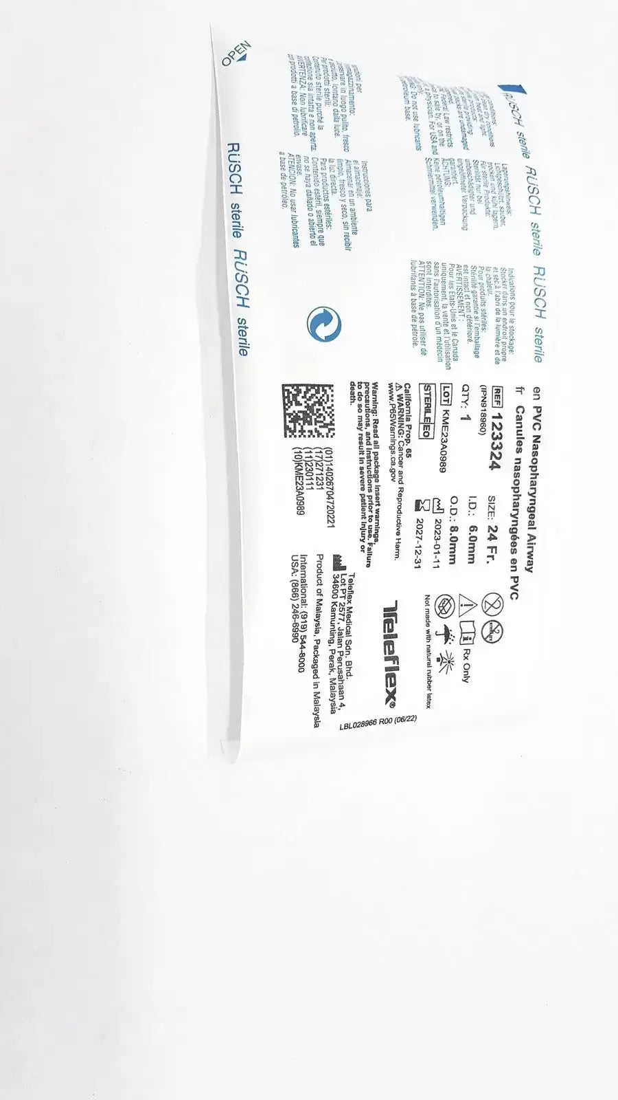 Rusch PVC Nasopharyngeal Airway Size 24 Fr. Ref: 123324 QTY 10 Nasopharyngeal Airway, new product photo 6