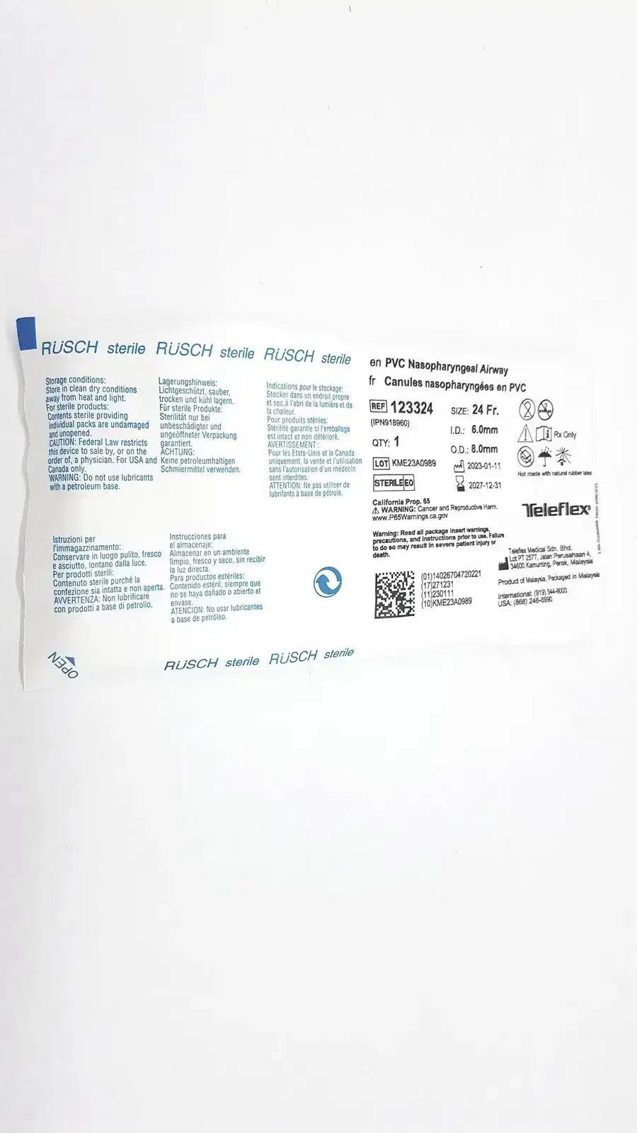 Rusch PVC Nasopharyngeal Airway Size 24 Fr. Ref: 123324 QTY 10 Nasopharyngeal Airway, new product photo 7