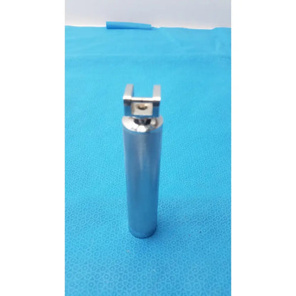 Silver metallic rusch standard laryngoscope handle short stubby with u-shaped top component for medical use