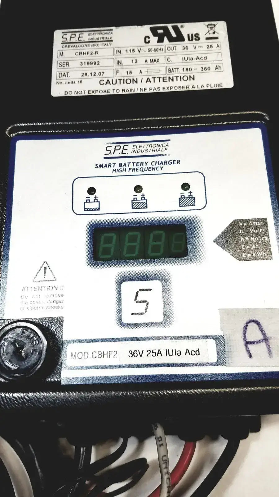 S.P.E. Electronica Industriale S.P.E. CBHF2-R Electronica Industriale Made In Italy Battery Charger 36V Battery Charger, second-hand product photo 4