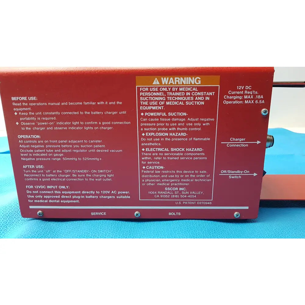 S-Scort 40014B Portable Regulator Suction Unit - Portable Regulator Suction Unit