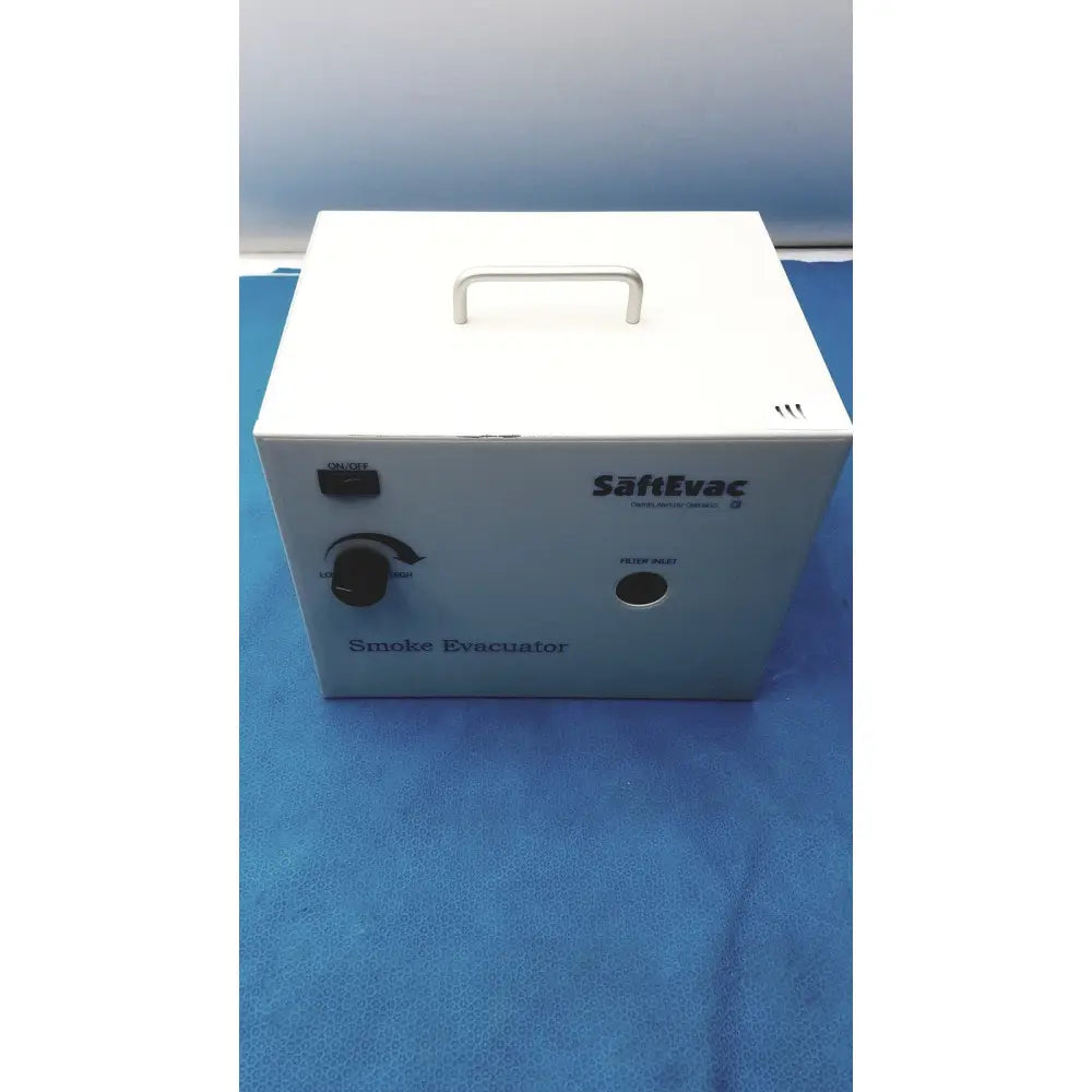SafEvac smoke evacuator ev - 09ev063 white rectangular device with silver handle and black control knob for reuse medical use