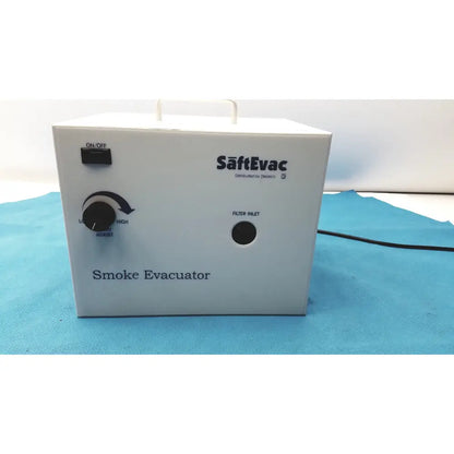 White safEvac smoke evacuator ev 09ev063 with black control knob and filter inlet for safevac smoke reuse medical use